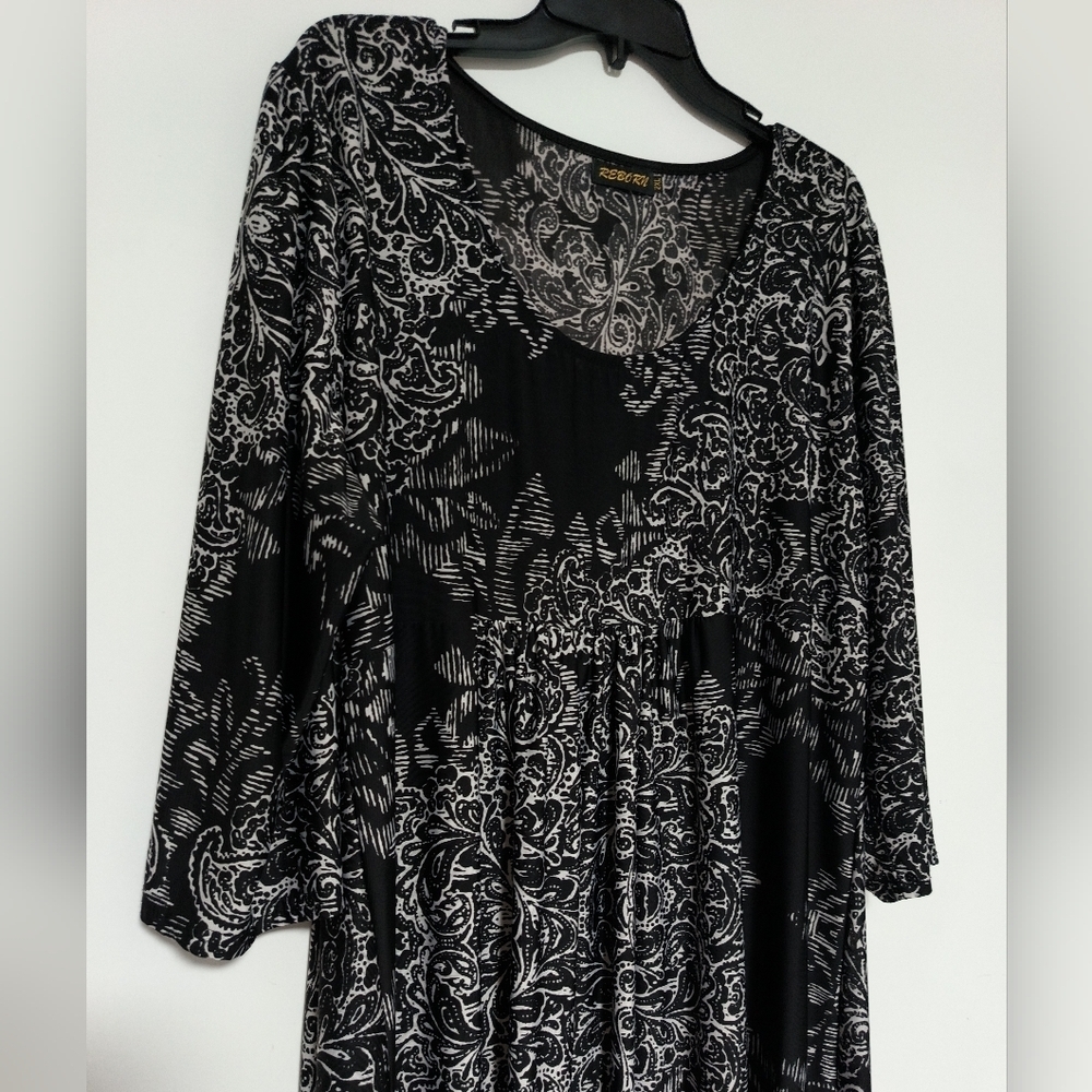 [5x$20] Black Beige Patterned Dress / 2X - Picture 2 of 7
